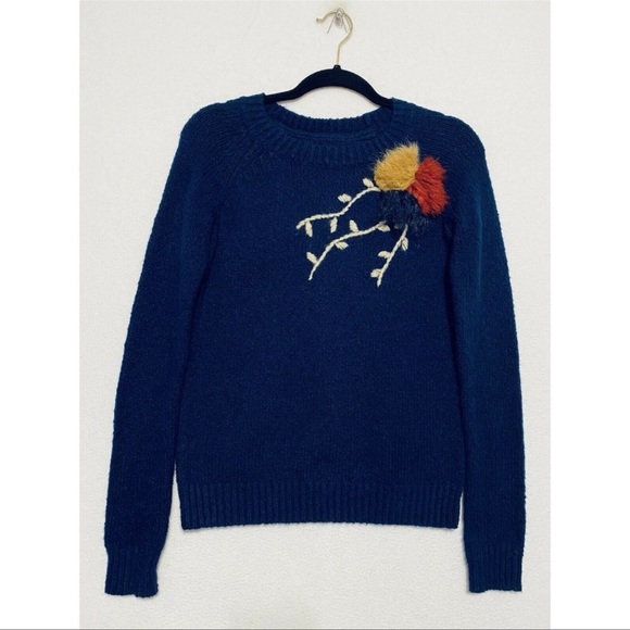 Anthropologie Field Flower Sweater Womens Small Blue Evie Pullover Long Sleeves - Picture 3 of 10